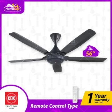 KDK K14QF-DG (56″) 3 speed Remote Control Type DC Motor Ceiling Fan - Dark Grey, 5 metal blade DC5 Series
